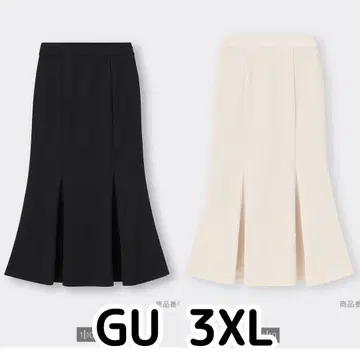 티셔츠 머메이드 롱 스커트 블랙 내추럴 화이트 블랙 화이트 GU