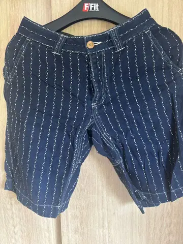 SAMURAI JEANS 네이비 스트라이프 숏팬츠