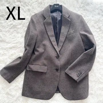 새상품급 XL UNIQLO 트위드 매니시 자켓 하운드투스 체크 브라운
