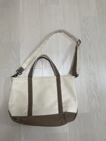 LLbean 아이보리 브라운 토트백 캠퍼스 그레이지 엘엘빈