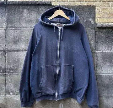 80s 네이비 서멀 풀 집업 후드티 XL 사이즈 빈티지