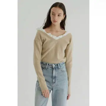 [ CLANE ] 2WAY FRILL V NECK KNIT TOPS