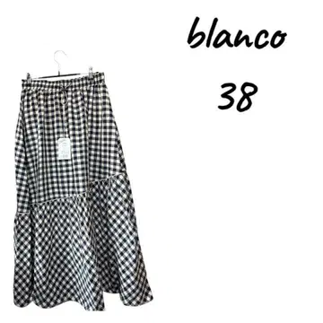 [ 새상품 ] blanco 깅엄 체크 플레어 롱 스커트 38