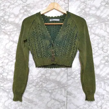 자라 크롭 케이블 니트 가디건 S 긴팔