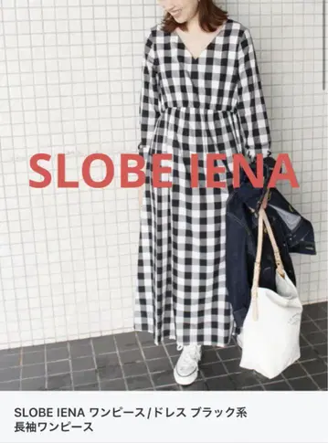 SLOBE IENA 블랙 계열 체크 무늬 원피스