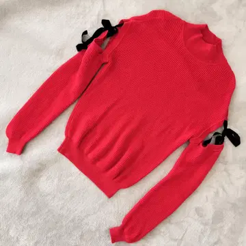 부티크 모스키노 리본 포함 니트 레드 M 상당 긴팔