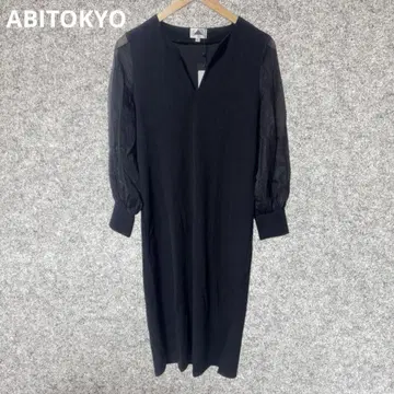 ABITOKYO 이소재 시어 슬리브 스키퍼 넥 슬릿 원피스