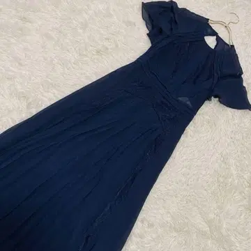 [새상품급] asos 플리츠 쉬폰 원피스 네이비 US2 경사 고급