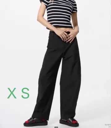 저지 배럴 레그 팬츠 XS 블랙