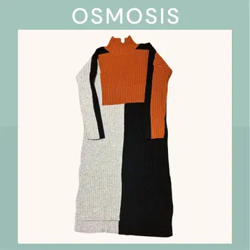 OSMOSIS 오즈모시스 니트 원피스 배색 롱 원피스