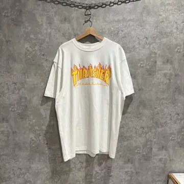 미사용 새상품 THRASHER 트레셔 로고 프린트 T셔츠 XXL 사이즈