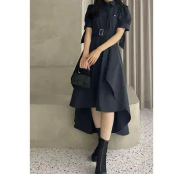 dazzlin polo 네이비 벨트 포함 셔츠 원피스