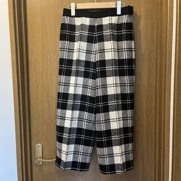 오닐 체크 무늬 와이드 팬츠