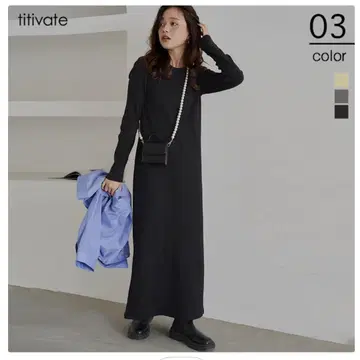 titivate 티티베이트 크루넥 리브 원피스 블랙