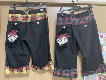 아리페 체크 무늬 허리 밴딩 하프 팬츠 2장 세트 고스로리 왕자계