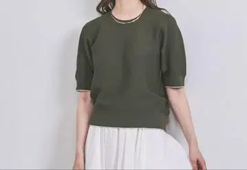[ 미사용 새상품 ] 라메 라인 숏 슬리브 니트 유나이티드 애로우즈