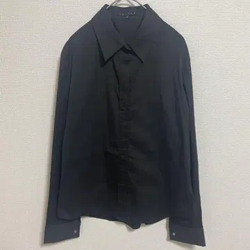 띠어리 풀오버 M 셔츠 커프스 장식 black