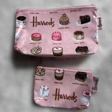 Harrods 케이크 패턴 파우치 대형&소형 2개 세트 미사용