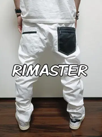 RIMASTER 화이트 스트레이트 데님 카모플라쥬 접이식