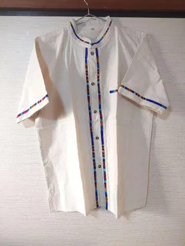 멕시코제 전통 민족 셔츠 과야베라 화이트