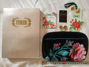 FEILER 페이러 꽃무늬 자수 파우치 19cmx12cm 새상품 일본제