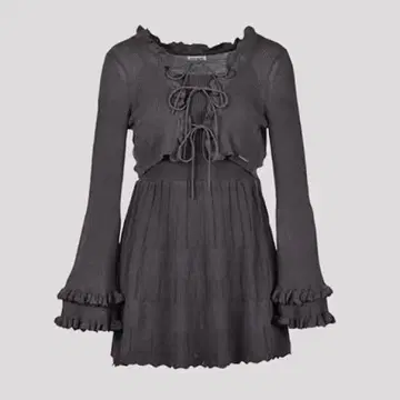 Ribbonruffleknitcardiganonepiece