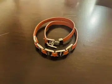 오렌지 가죽 체인 팔찌