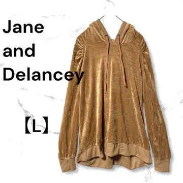 Jane and Delancey 벨로아 후드티 후드 부착 브라운 계열 L