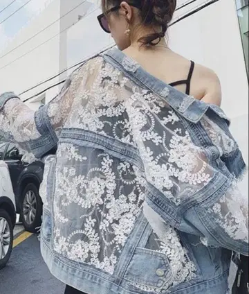 데님 레이스 오버 사이즈 자켓