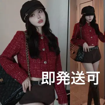 다리치 트위드 체크 숏 자켓