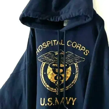 길단 US 네이비 호스피탈 코프스 후드티 L 네이비 구제 의류