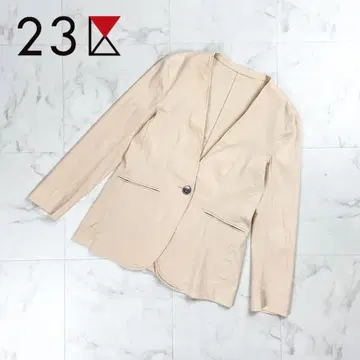 23구 하이 스트레치 노카라 자켓 린넨 혼방 베이지 38*BD249