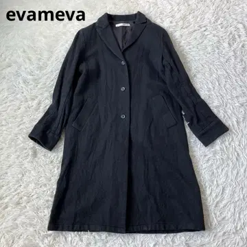 evameva 에붐에바 울 코튼 헴프 블랙 코트