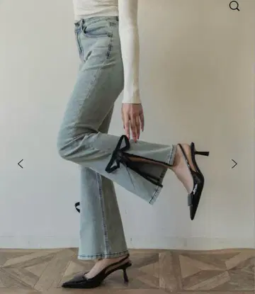 RANCLIC side slit denim ribbon pants