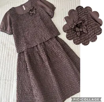 핑크하우스 면 로운 블라우스 반팔 리본 전체 피코프릴