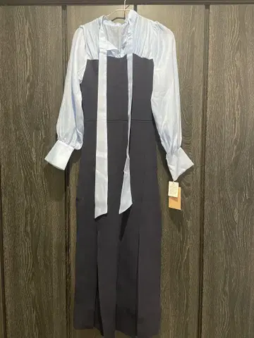 eimy 네이비 스카이블루 롱 드레스