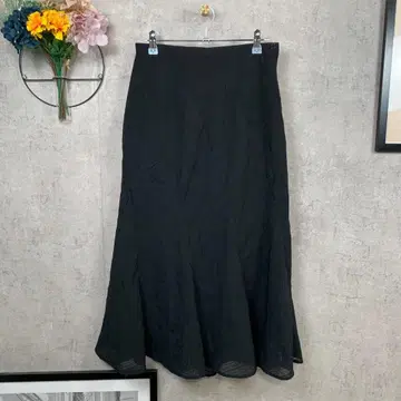 노브랜드 롱 스커트 플레어 시어 L 블랙 무지 여성용
