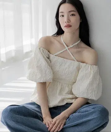 Heather 멀티웨이 자카드 블라우스 프리 사이즈
