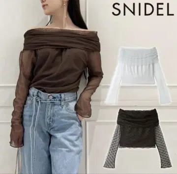 SNIDEL 오프숄더 시스루 상의