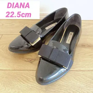 DIANA 다이애나 에나멜 오페라 슈즈 플랫 리본 블랙 24.5