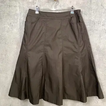essentiel 롱 스커트 플레어 광택 XL 브라운 스트라이프