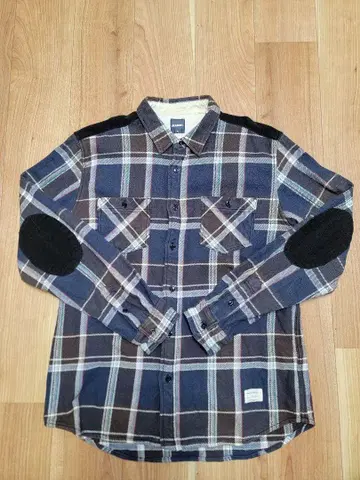 XLARGE XL 플란넬 셔츠 체크 무늬 팔꿈치 패치 포함
