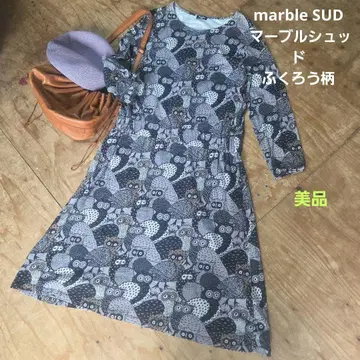 marble SUD 마블슈드 올빼미 패턴 롱 원피스 새상품급