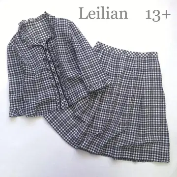 레리안 빅 사이즈 13+ XL 깅엄 체크 쉬폰 셋업
