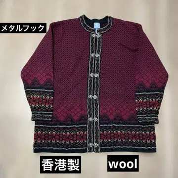 홍콩제 노르딕 무늬 메탈 후크 가디건 레트로 빈티지 구제 의류
