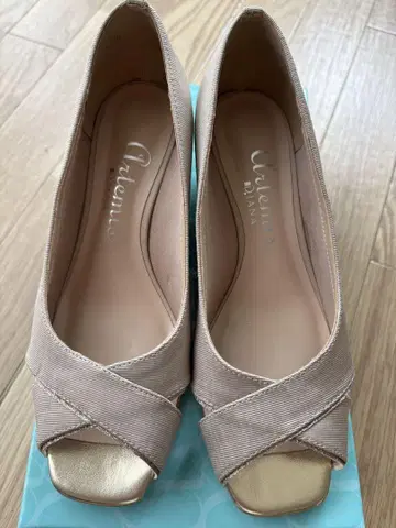 아르테미스 바이 다이애나 오픈토 웨지힐 베이지 골드