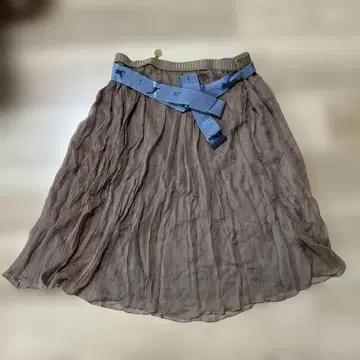 브라운 플레어 스커트 실크 100%