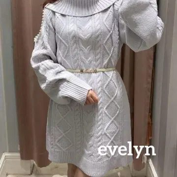 evelyn 펄 숄더 니트 OP 아이스 그레이 니트 원피스