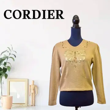 zG308 [ M ] CORDIER 니트 긴팔 리본 모티브