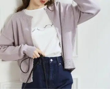 쿠튀르 브로치 가디건 펄 트리밍 가디건 M 38